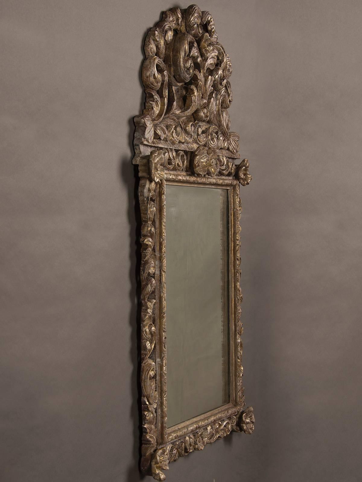 Antique English Charles II Style Painted Mirror, circa 1880 2