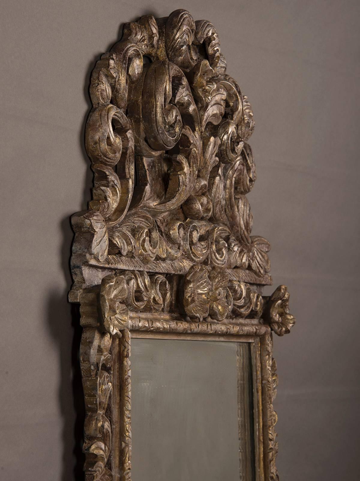 Antique English Charles II Style Painted Mirror, circa 1880 3