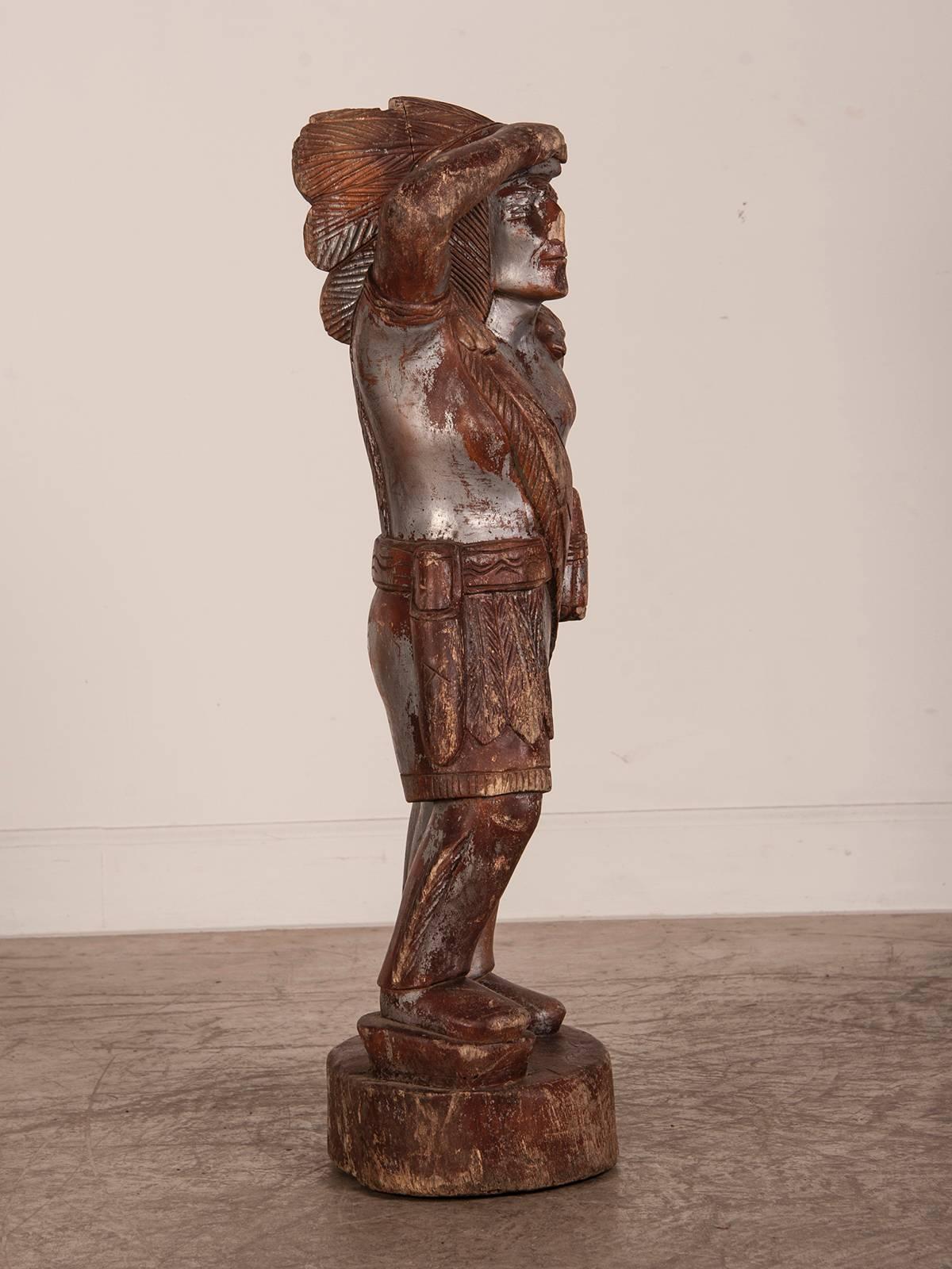 Antique American Cigar Store Indian Sculpture United States circa 1880 In Excellent Condition In Houston, TX