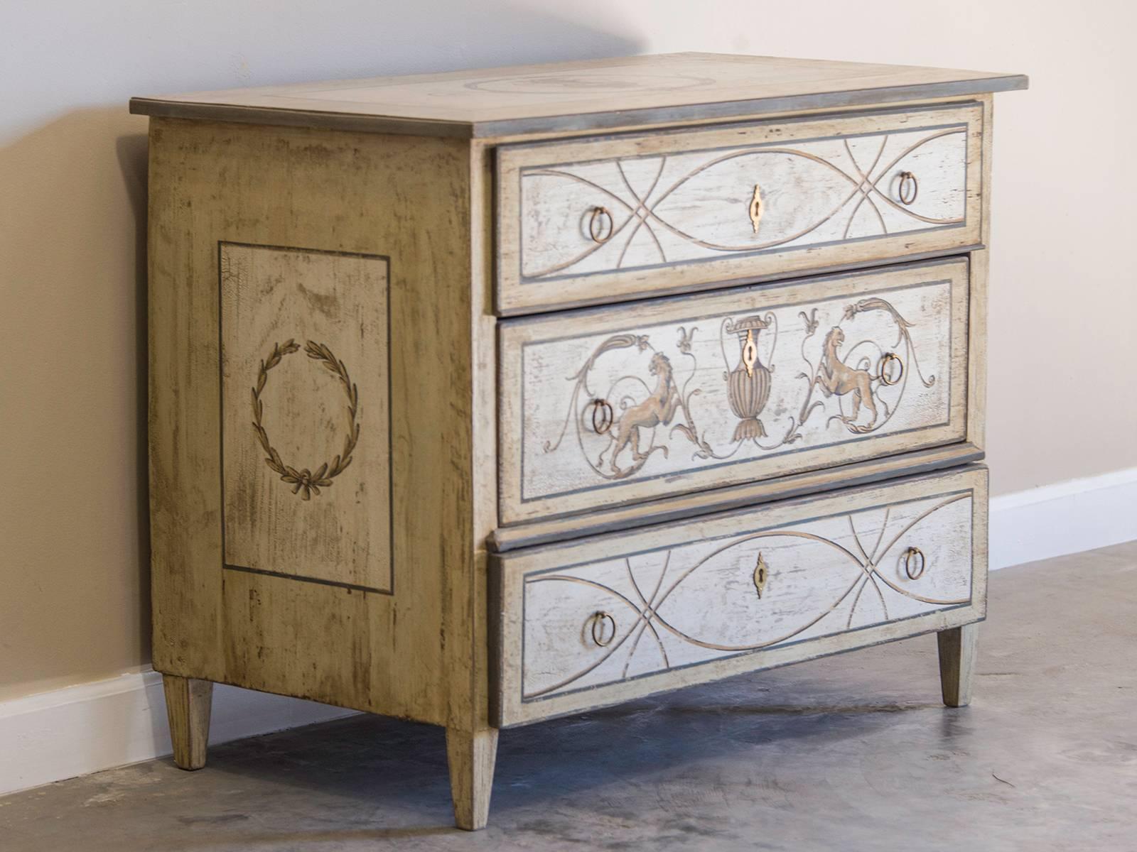 Receive our new selections direct from 1stdibs by email each week. Please click Follow Dealer below and see them first!

This early nineteenth century antique German chest has three drawers with each drawer front having a different profile as well