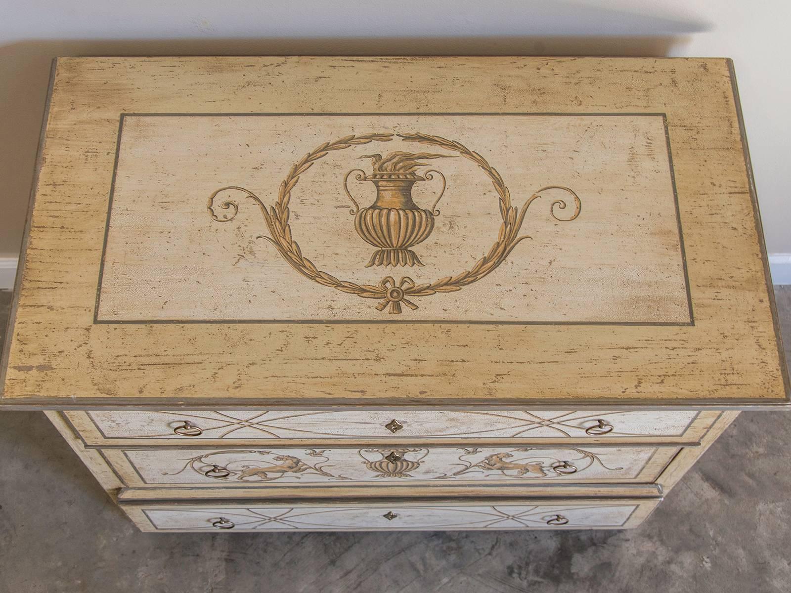 Paint Biedermeier Period Antique German Neoclassical Style Chest of Drawers circa 1830