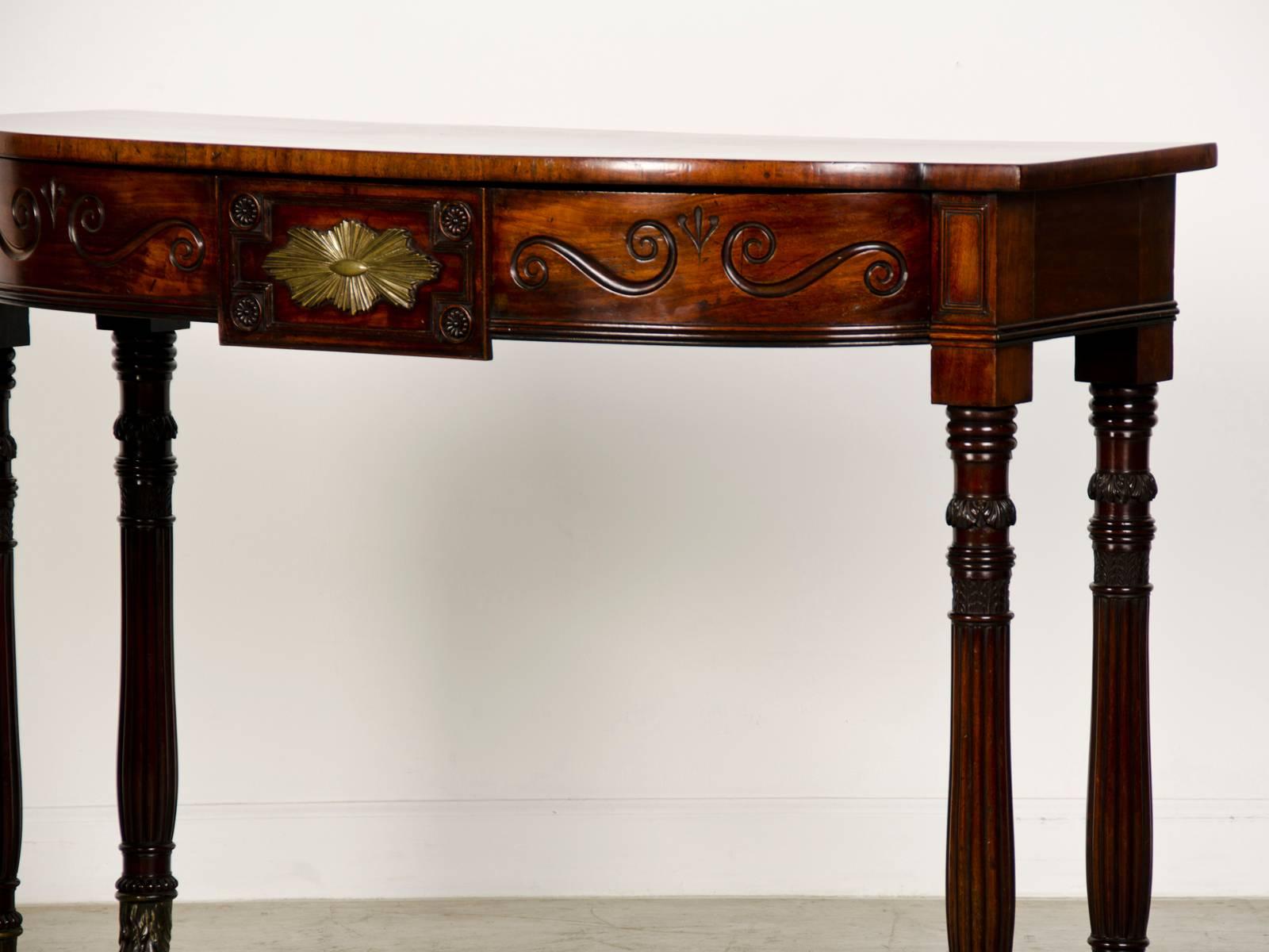 Mid-19th Century George Bullock Style William IV Period Antique English Mahogany Console Table For Sale