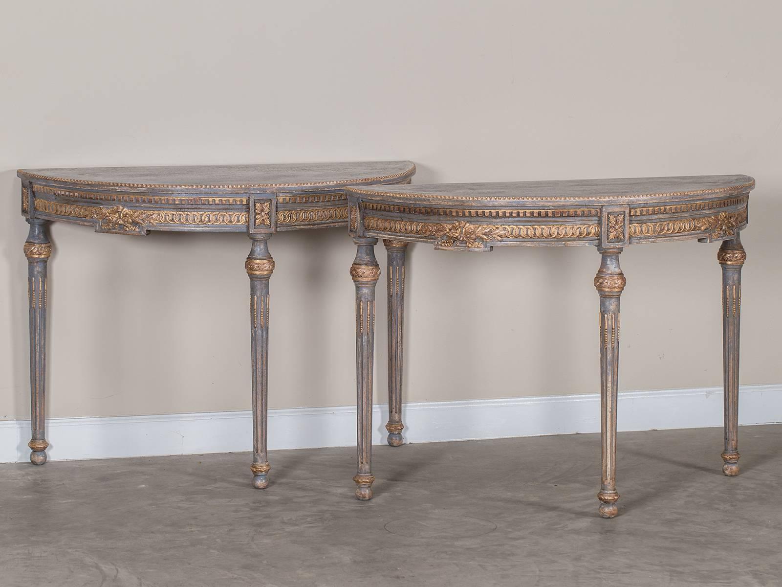 Swedish Pair of Painted Gustavian Console Tables, Sweden, circa 1880