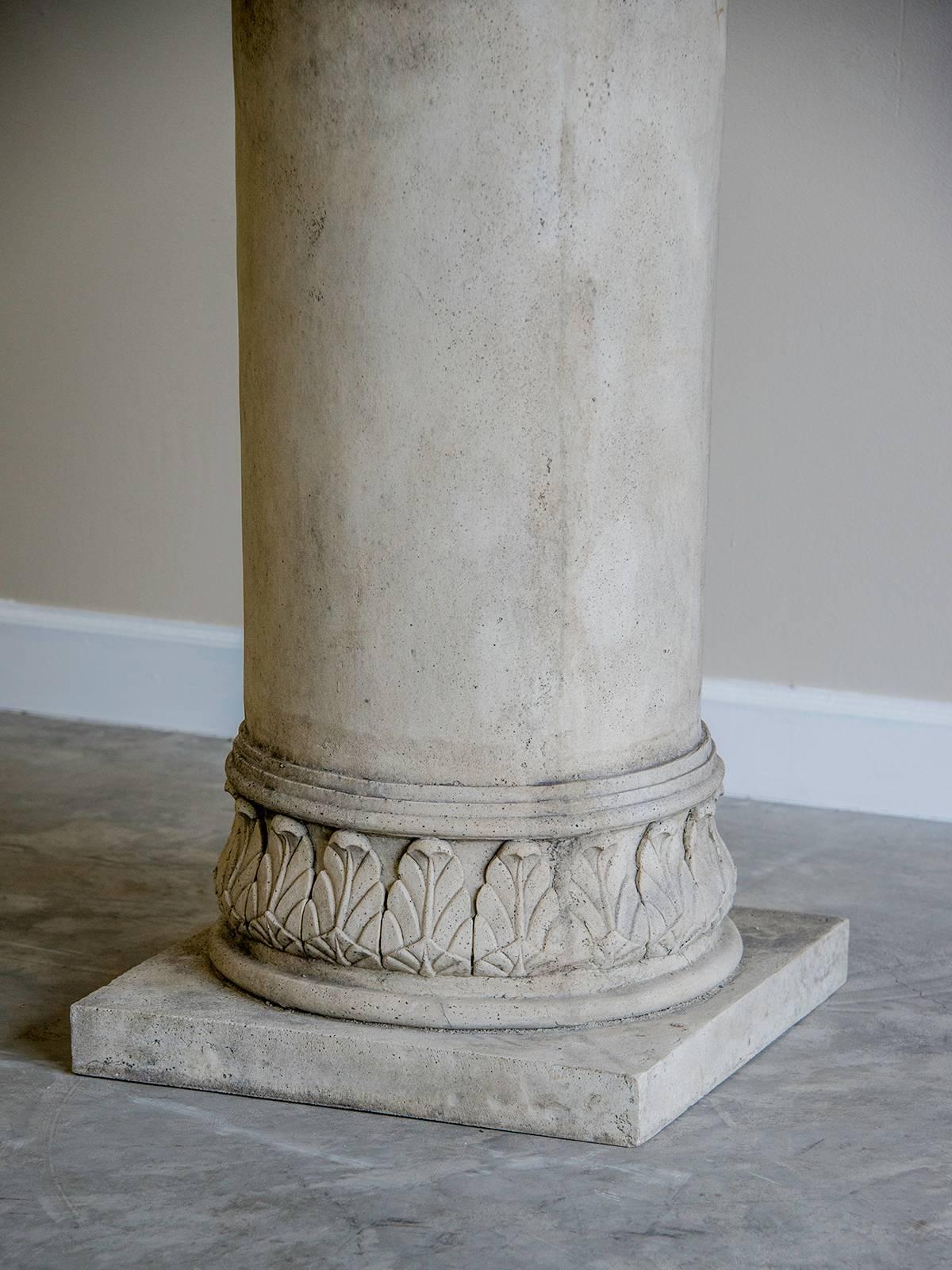 Pair of Vintage French Circular Basins Atop Columns, Relief Decoration 3
