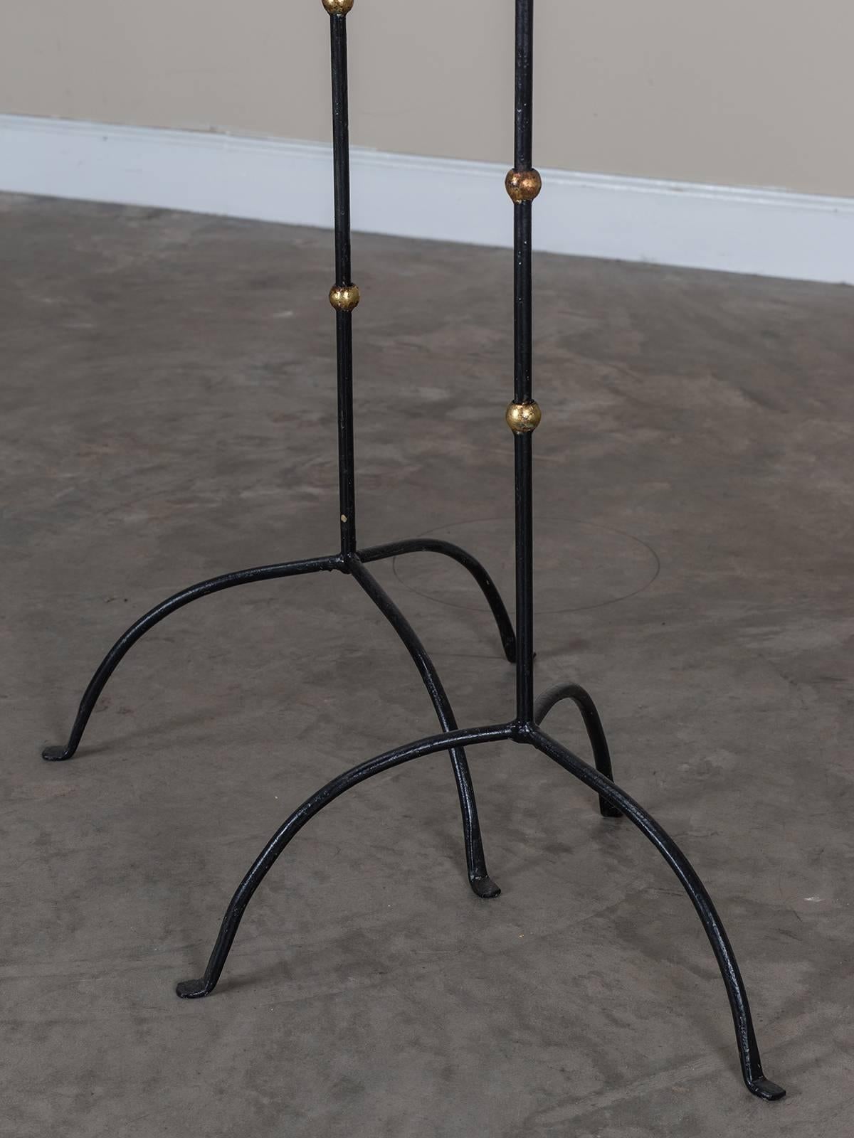 Two Vintage French Forged Iron Candle Stands circa 1940 2