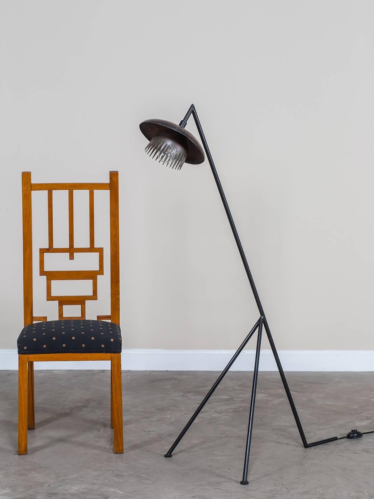 Receive our new selections direct from 1stdibs by email each week. Please click Follow Dealer below and see them first!

The angular simplicity of this vintage floor lamp circa 1960 with its tubular supports is set off by the circular head of