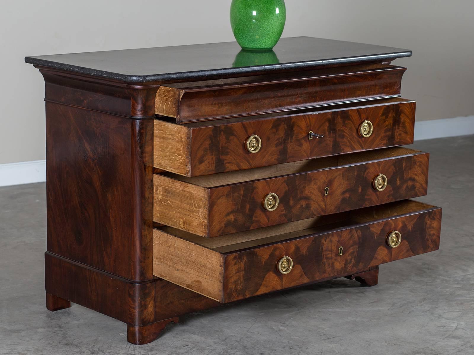 Louis XIII Antique French Louis Philippe Mahogany Chest of Drawers, circa 1850