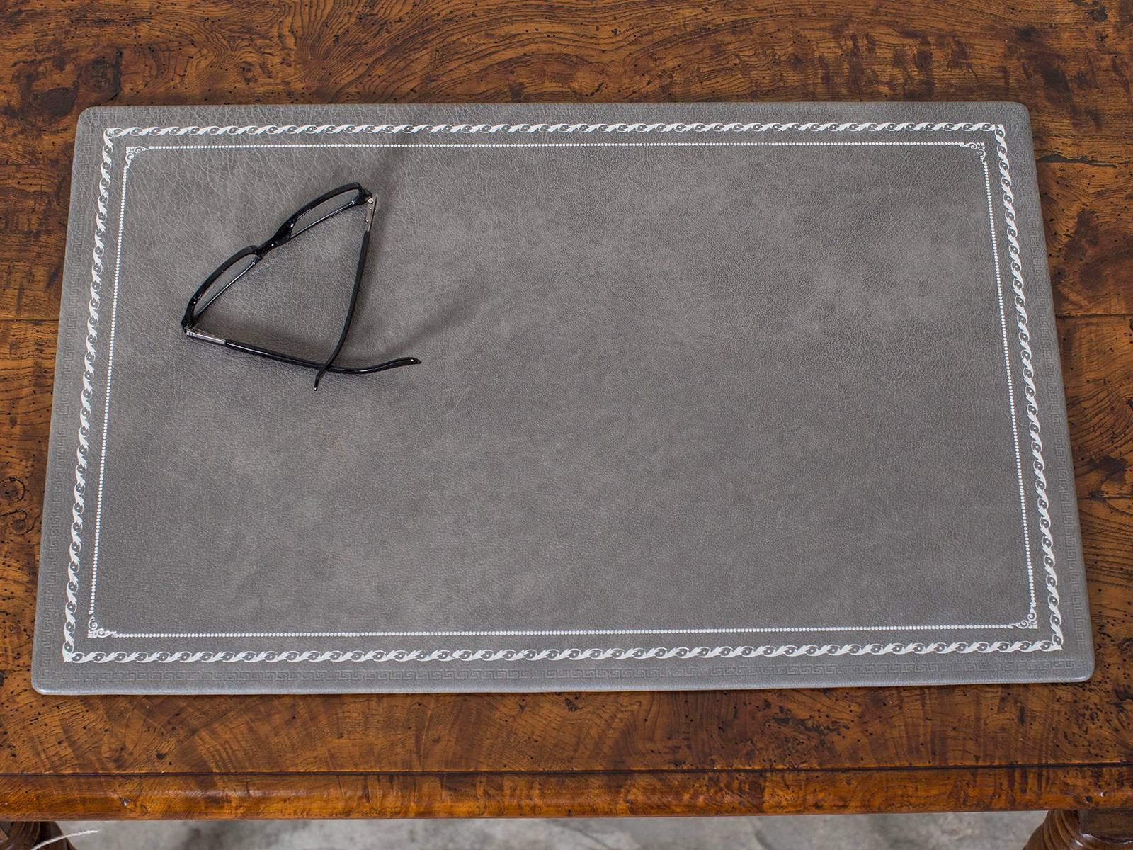 Contemporary Custom Grey Leather Desk Pad Blotter Hungary, circa 2015