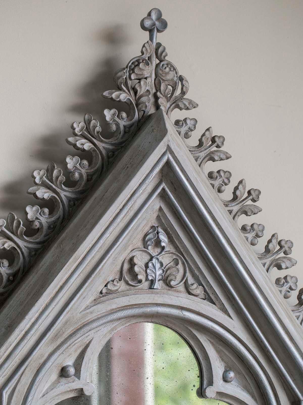 Gothic Tall Antique German Painted Mirror circa 1820 Enclosing an Antiqued Mirror