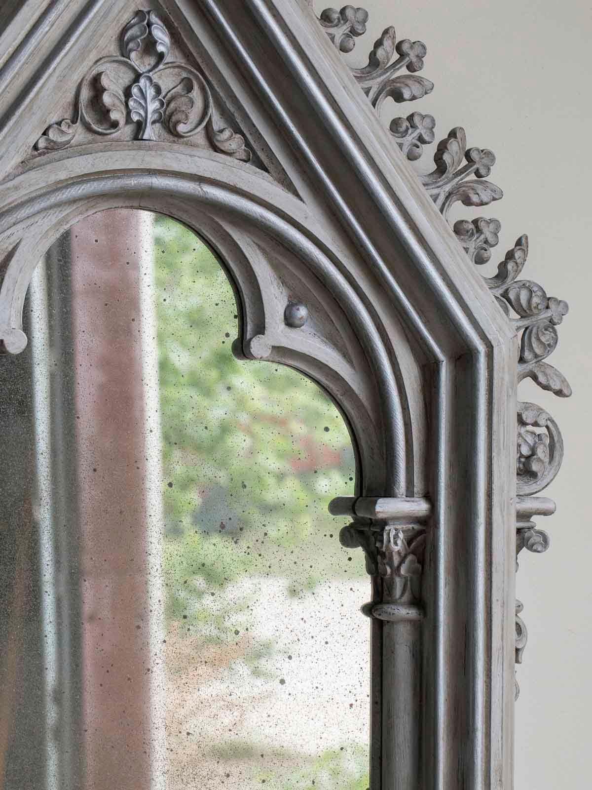 Hand-Carved Tall Antique German Painted Mirror circa 1820 Enclosing an Antiqued Mirror