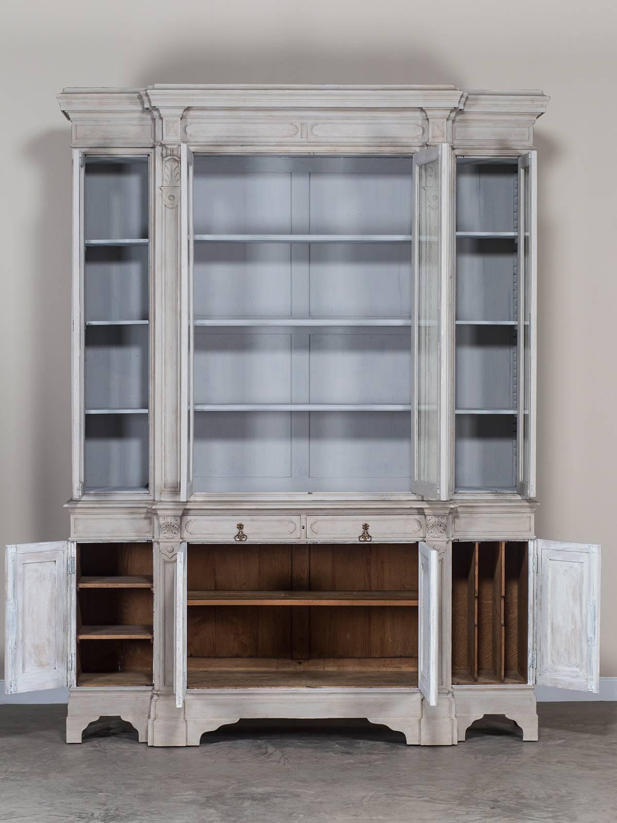 French Provincial Antique French Painted Oak Bibliothèque Display Cabinet, circa 1875