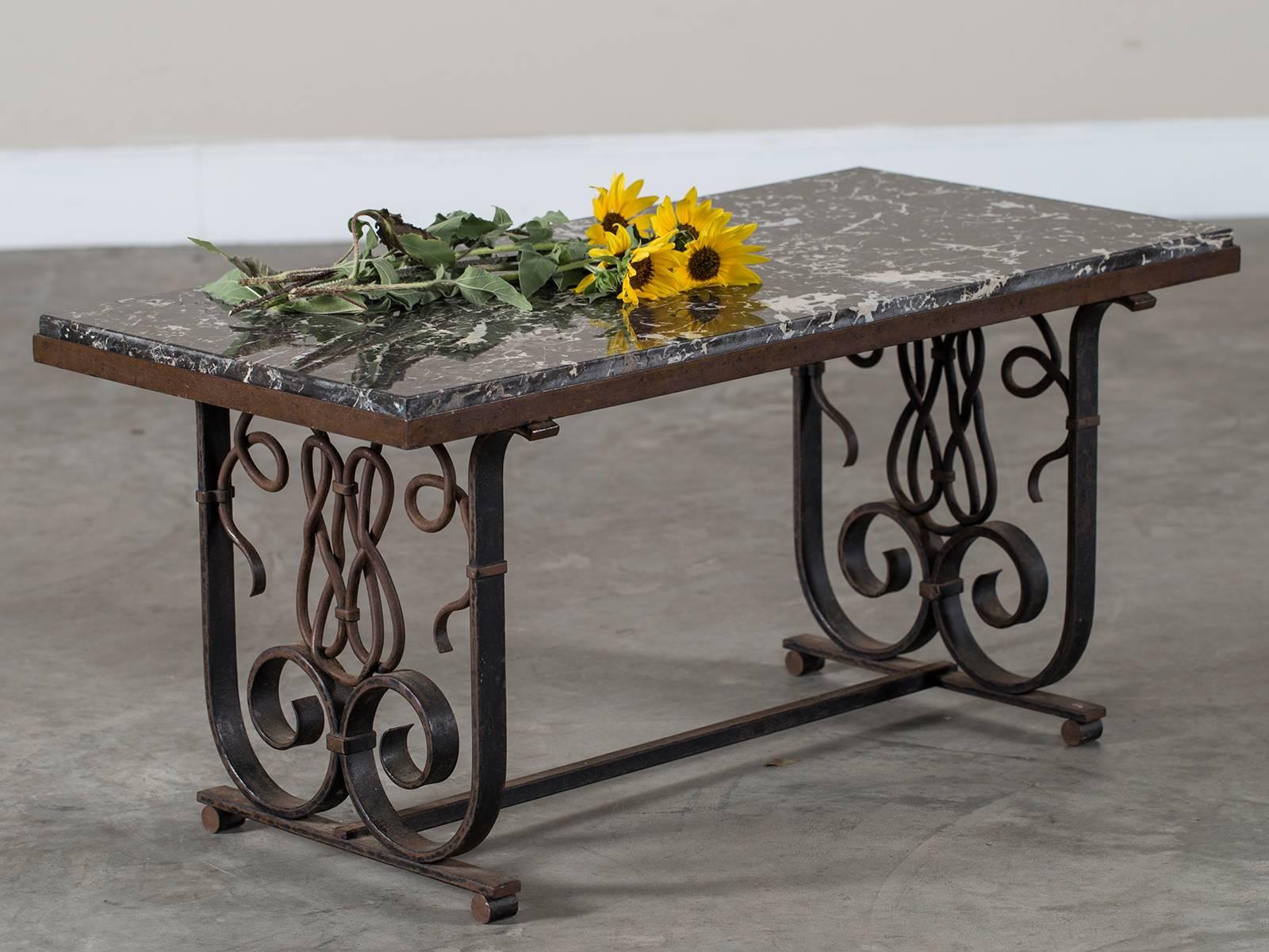 Receive our new selections direct from 1stdibs by email each week. Please click follow dealer below and see them first!

Vintage French Art Nouveau iron and marble coffee table, circa 1920.