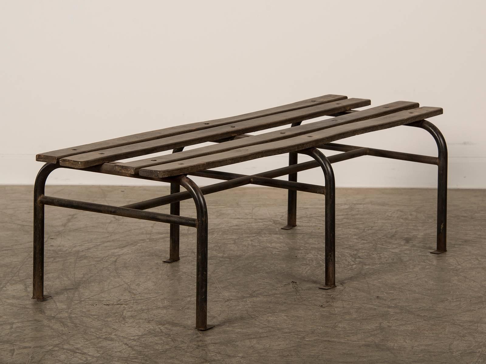 Mid-20th Century Vintage French Iron and Wood Garden Bench, circa 1930