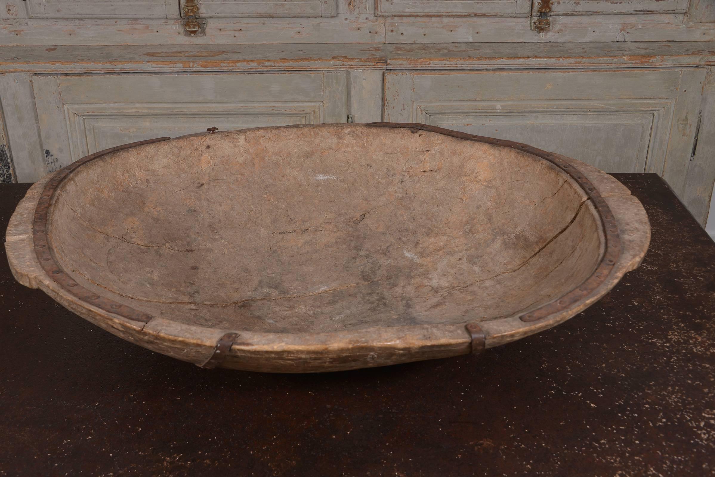 19th century French dough bowl, amazing character and charming imperfections.