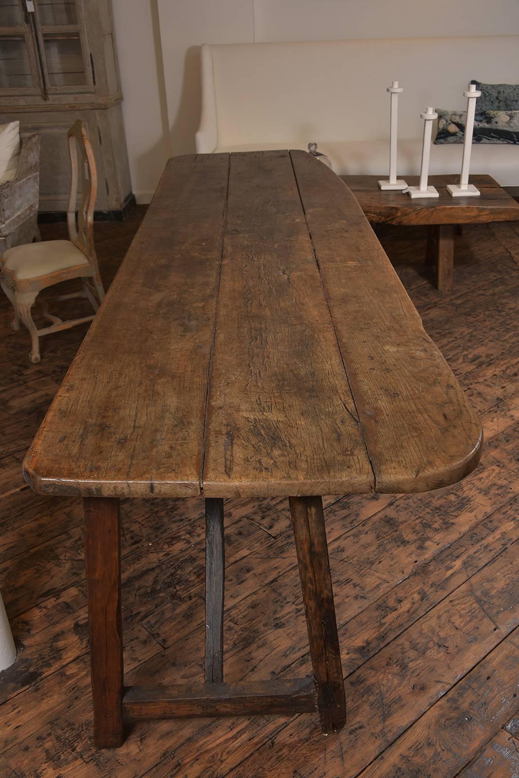 Fabulous, grand scale Spanish 18th century walnut table. Could be a fabulous console or dining table. Great old patina and age.