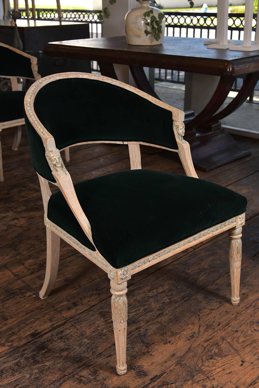 Swedish Gustavian Barrel Back Chairs In Excellent Condition For Sale In Houston, TX