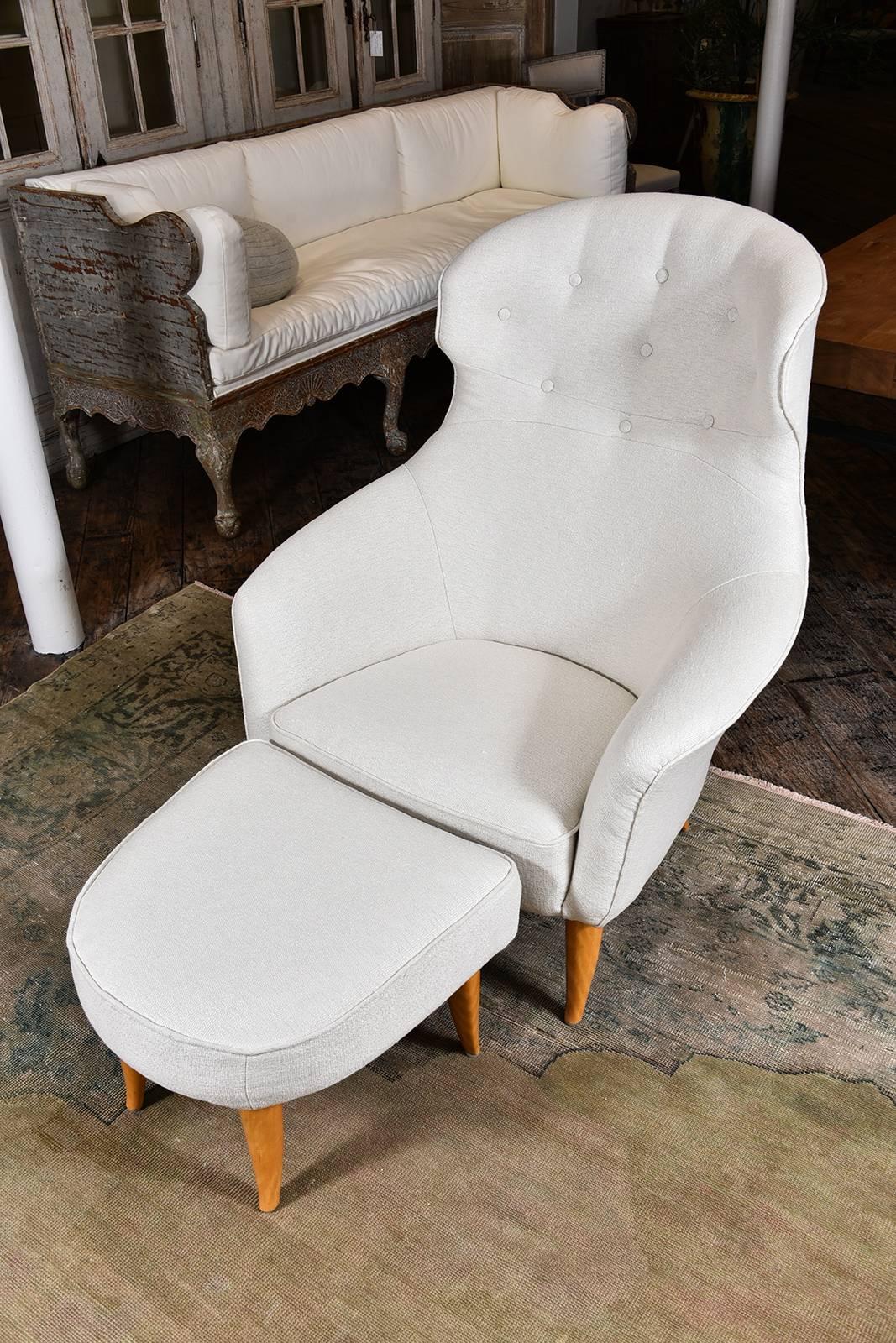 Swedish Lounge Chair with Ottoman by Kerstin Hörlin-Holmquist