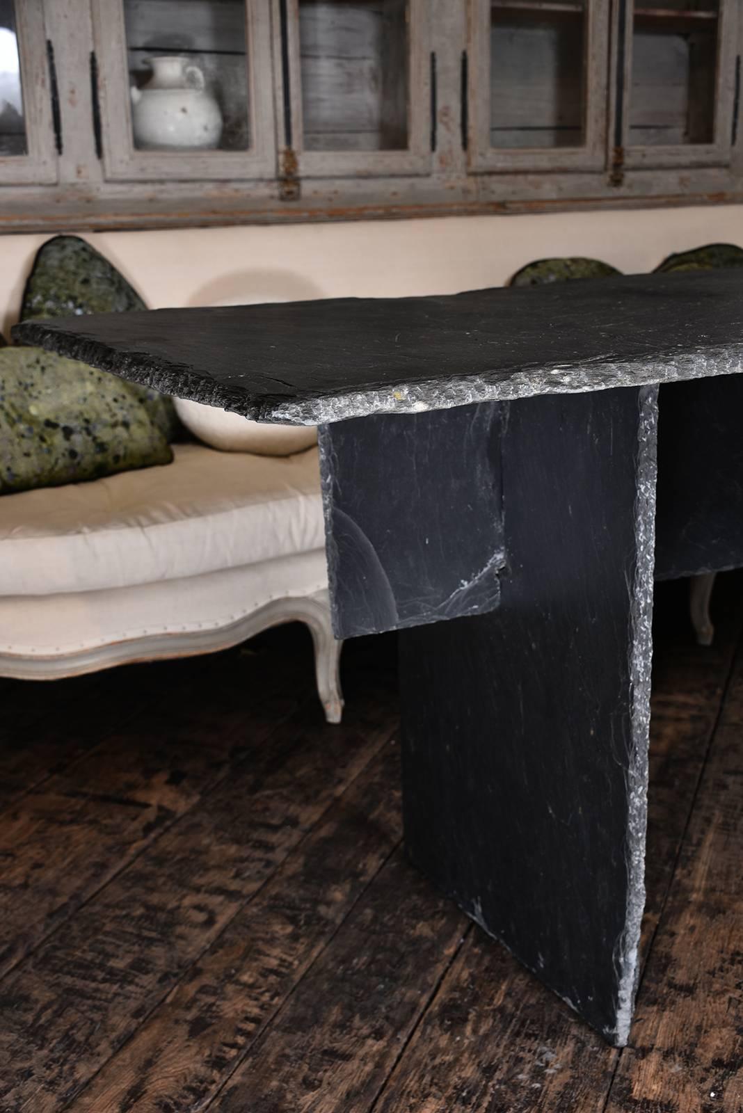 Gorgeous large-scale French slate table, circa 1920.