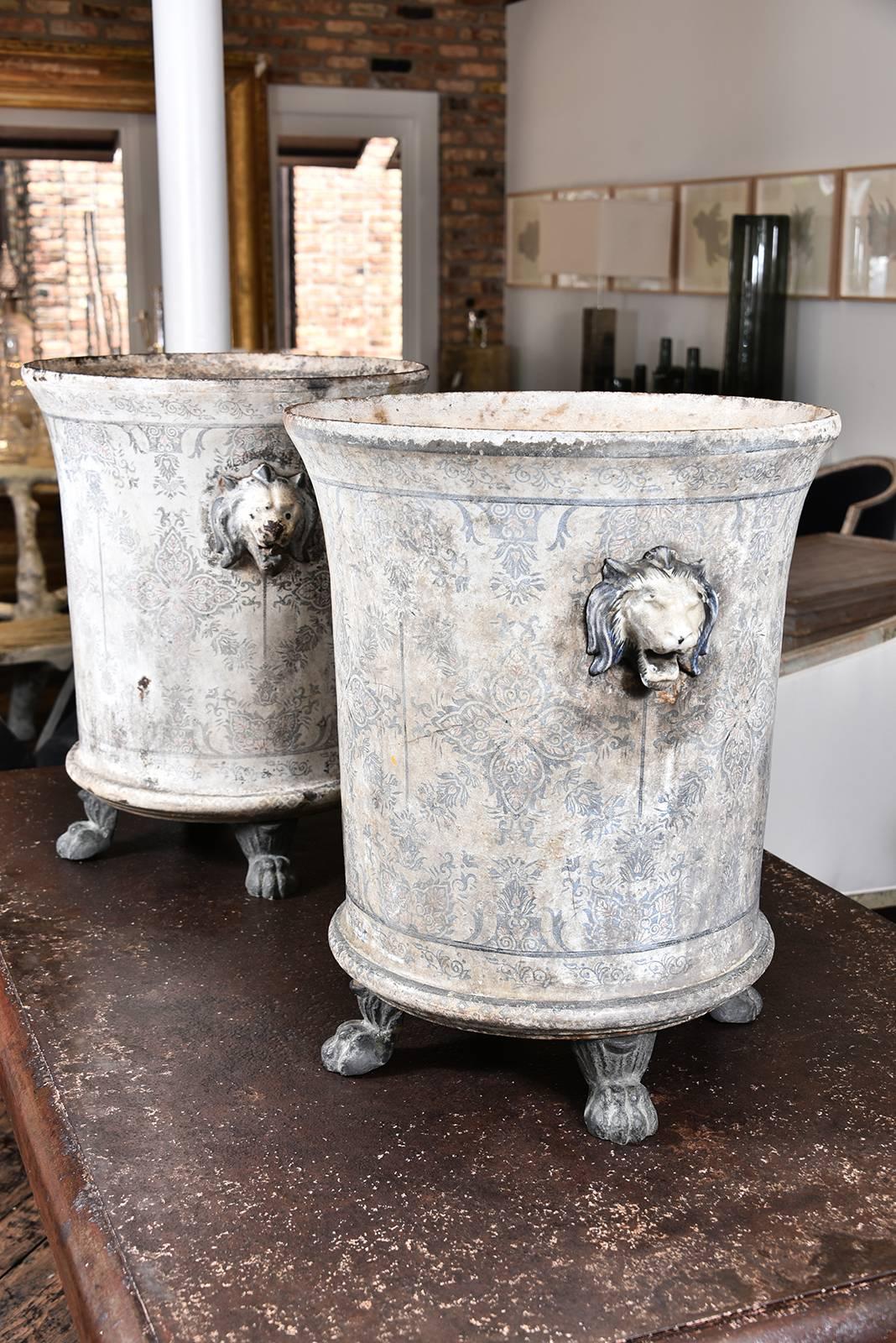19th Century Pair of Rouen Jardinieres