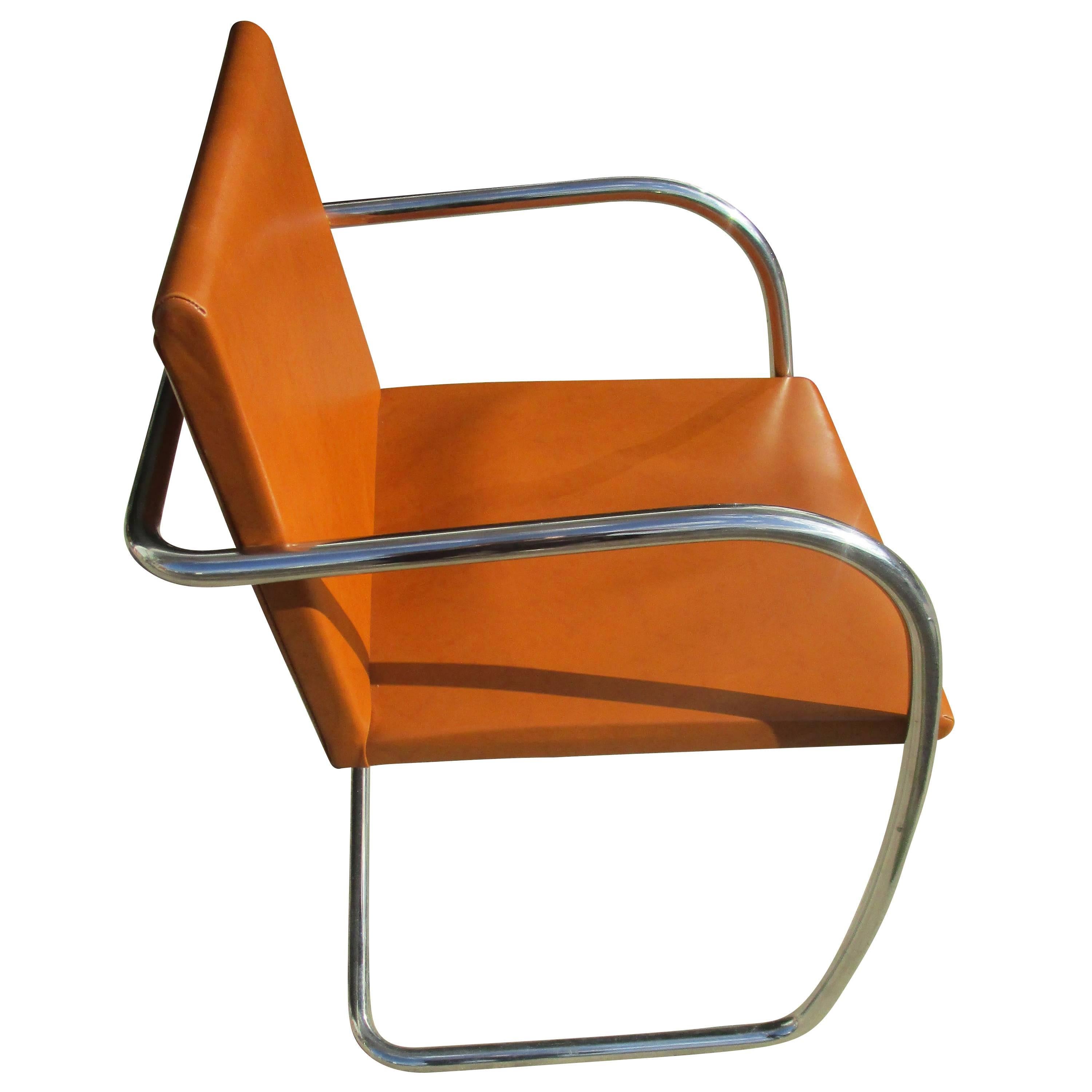 Mid-Century Modern Vintage Mid-Century BRNO Thin Series Tubular Leather Chair