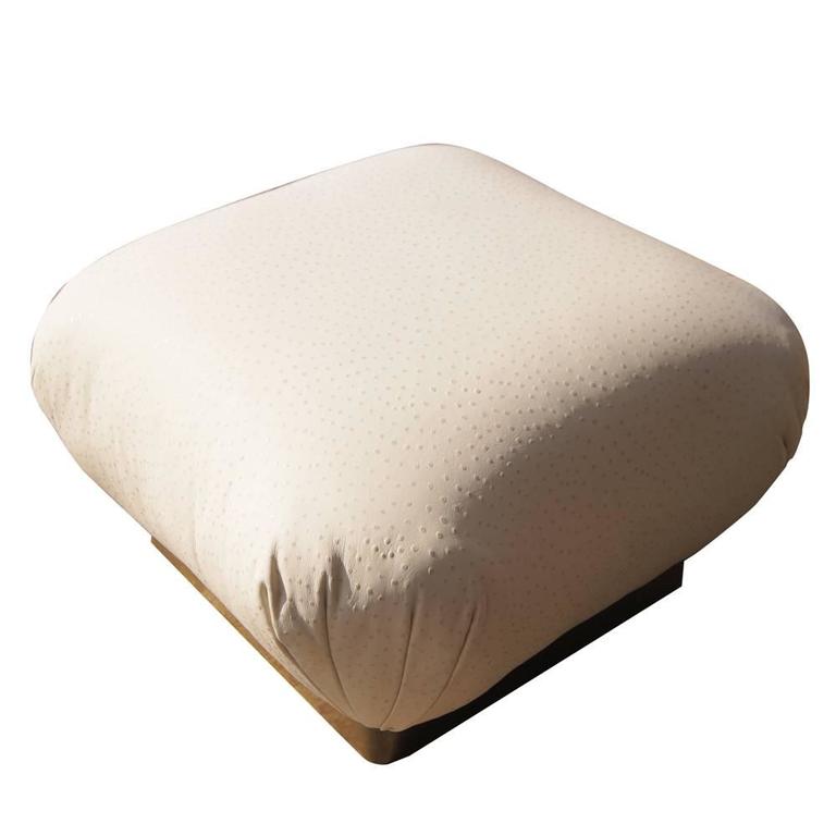 Vintage 1970s Poof/Ottoman in Ostrich Leather, style of Karl Springer