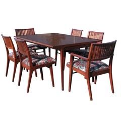 Retro Drexel Counterpoint Table and Six Chairs Designed by John Van Koert