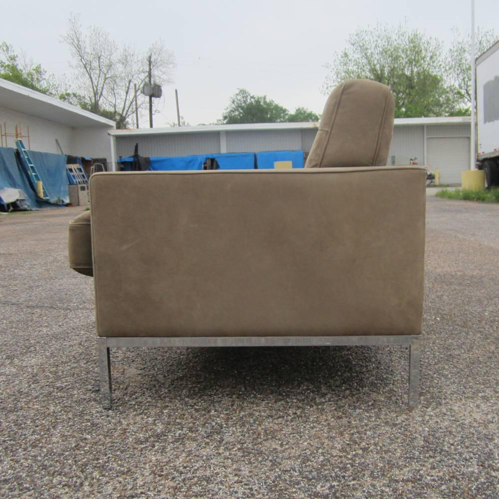 Mid-Century Modern Florence Knoll Brown Leather Sofa