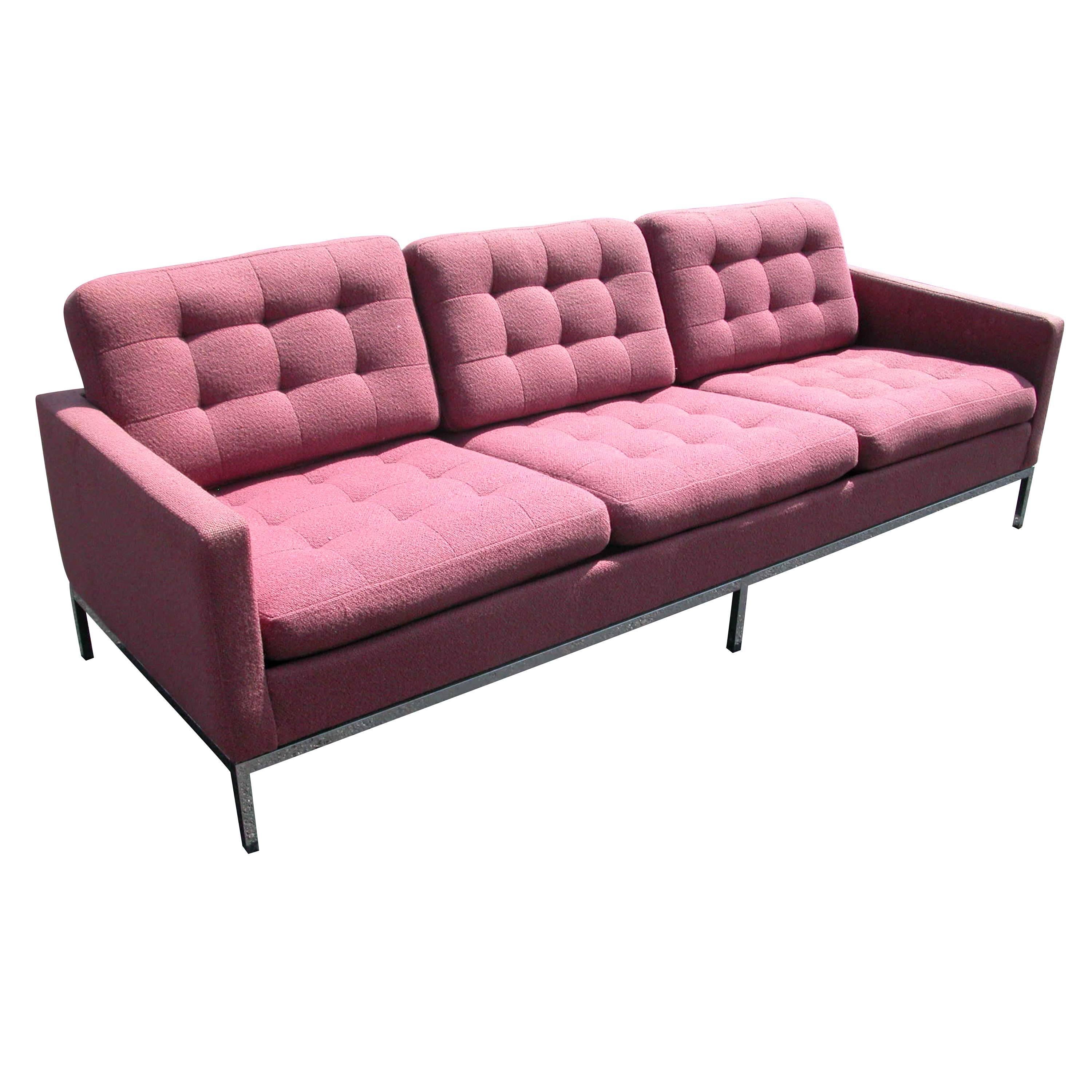 90in Vintage Mid-Century Knoll Three-Seat Sofa For Sale