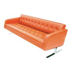 Vintage Mid-Century Widdecomb Mueller Jack Cross Leather Chrome Sofa 6