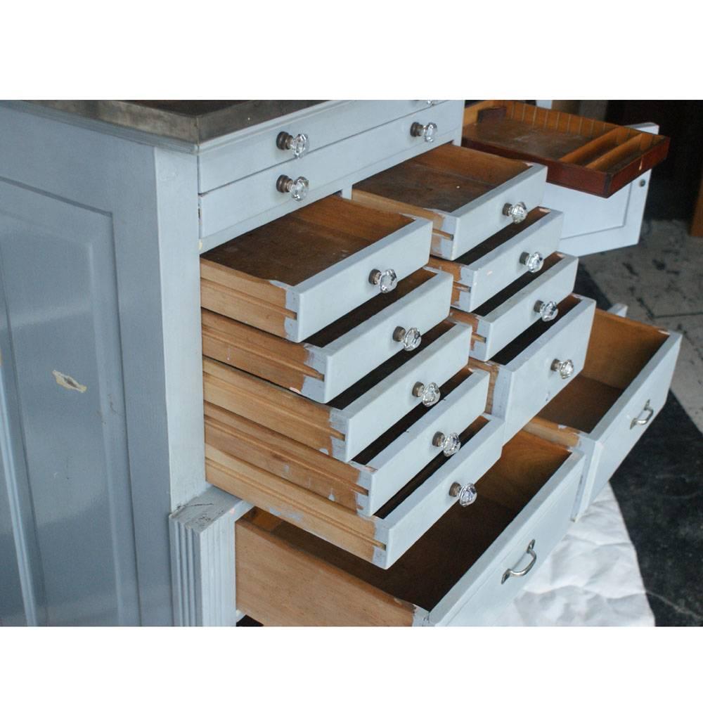 Industrial Vintage Wood Dentist Cabinet with Key