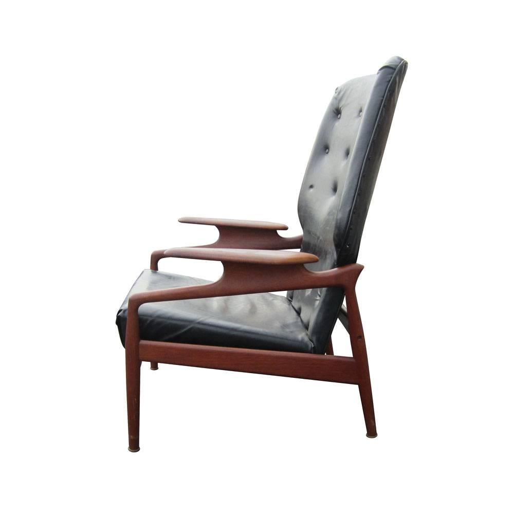 Danish Vintage Reclining Lounge Chair in the Manner of John Bone For Sale