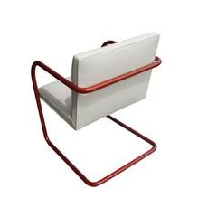 Vintage Ivory Leather Copper Frame Tubular Knoll Brno Chair, Mies van der Rohe