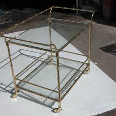 Vintage Hollywood Regency Faux Bamboo Serving Cart (MR15048)