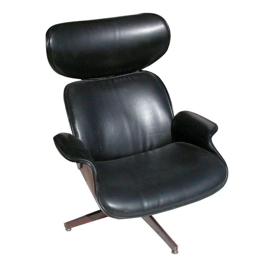 Mid-Century Modern George Mulhauser Leather Plycraft Lounge Chair