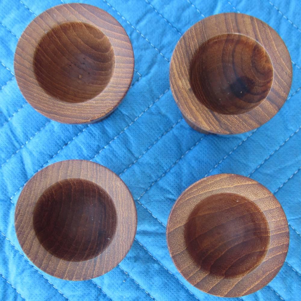 Late 20th Century Vintage Teak Lonborg Set Toothpick Holders and Egg Cups with Tray