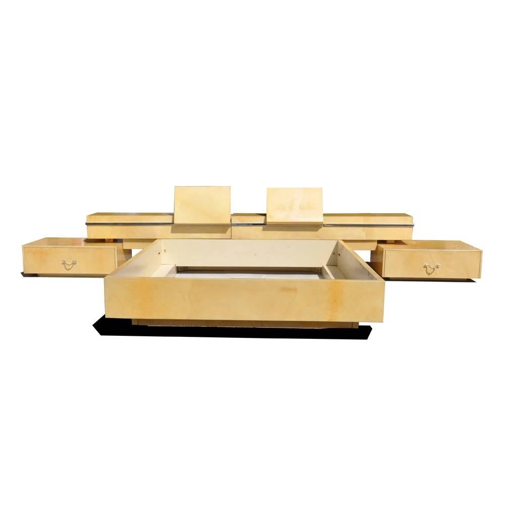Modern Vintage Mid-Century Enrique Garcel Parchment Platform Bed For Sale