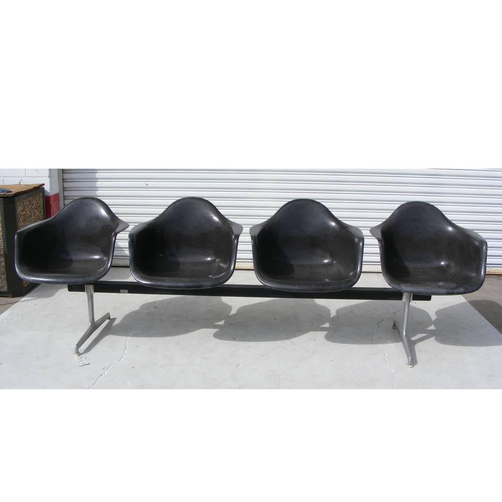 Charles and Ray Eames

 Sturdy, comfortable and elegant office furniture was created in the 1960s, as well as seating designed for Dulles and O'Hare Airports. This tandem sling seating is still in use in airports around the world today.

Tandem