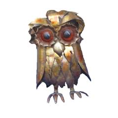 Two Curtis Jere Brutalist Brass Owls