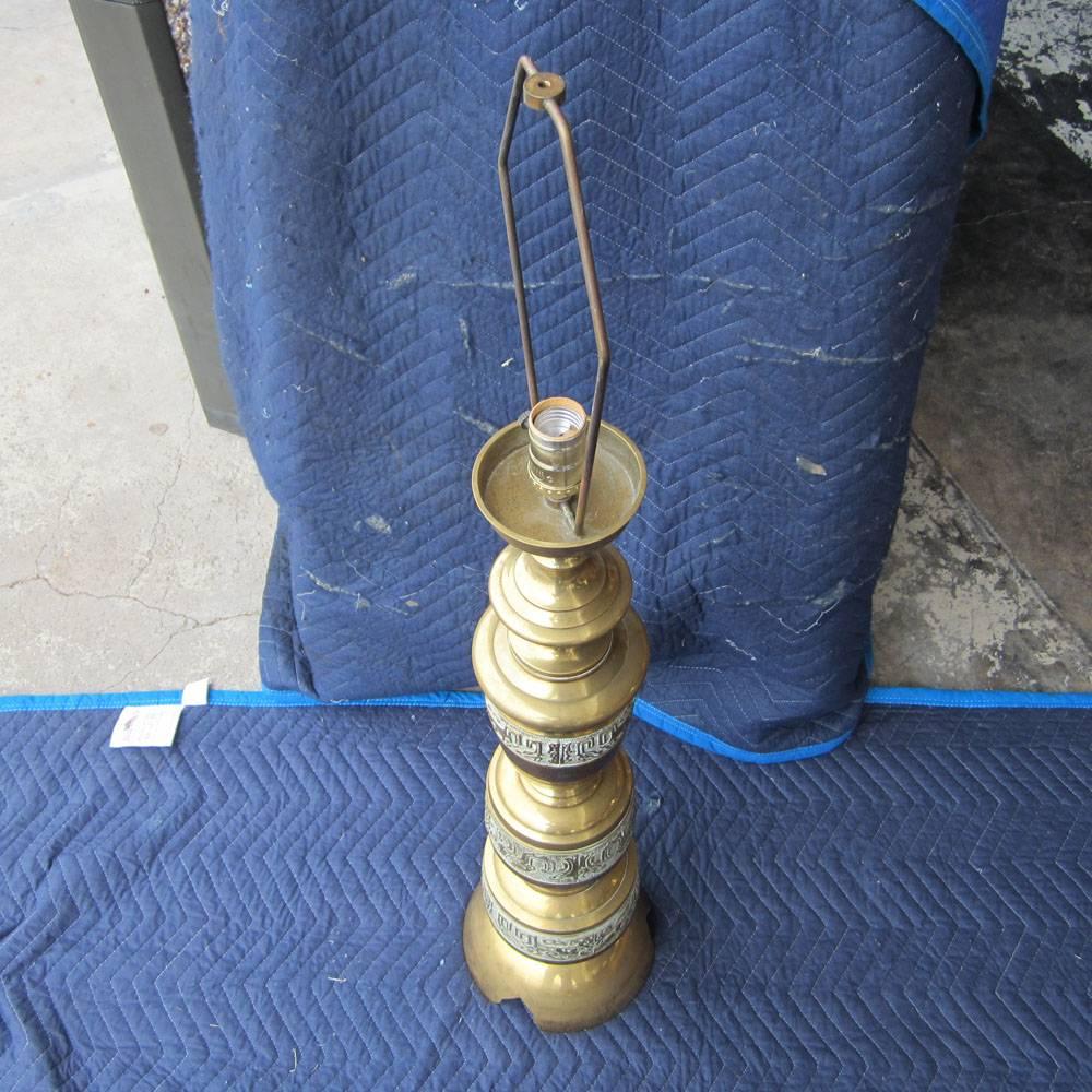 American Pair of Vintage Brass Candlestick Table Lamps