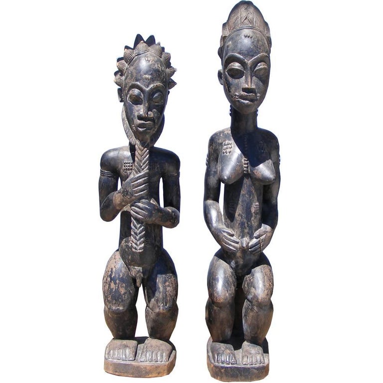 African Art Wood Sculptures Of Baule Couple For Sale At 1stdibs