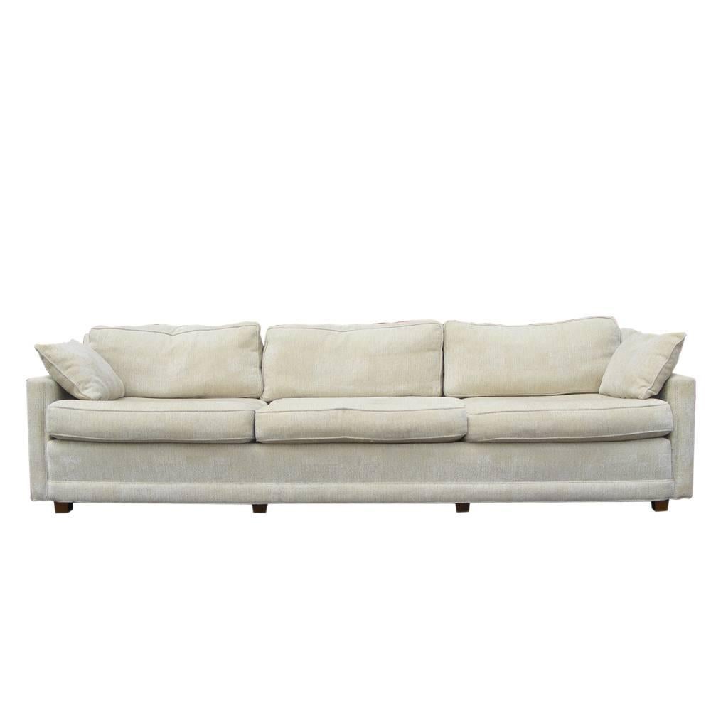 8FT Vintage Baker Mid-Century Sofa 
 
Classic low profile with sloping arms. Beautiful cream chenille upholstery.
 