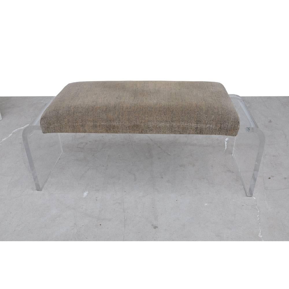 American Mid-Century Karl Springer style Lucite Waterfall Bench 