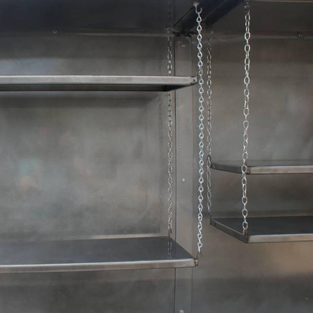 Postmodern Metal Breakfront Display Cabinet In Good Condition In Pasadena, TX