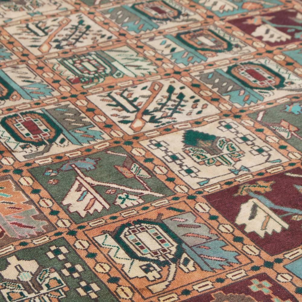 Wool Hand-Knotted Turkish Bakhtiari Area Rug For Sale