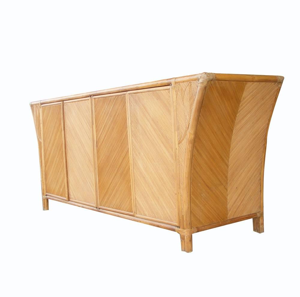 Mid-Century Modern Vintage Mid-Century Baughman Style Bamboo Rattan Credenza Cabinet