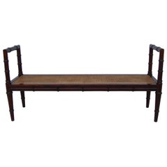 Vintage Midcentury Chin Hua Cane Rosewood Bench (MR15253)