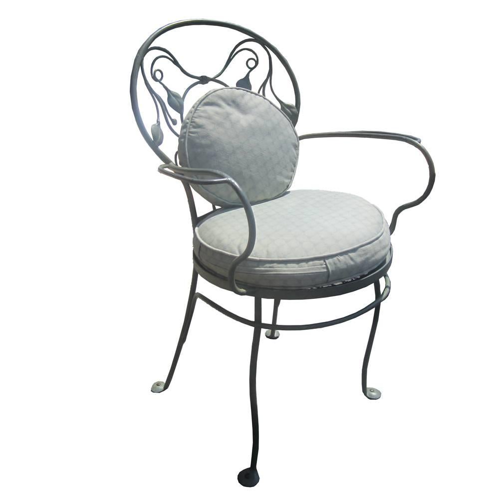 Mid-Century Modern Set of Eight Vintage Wrought Iron Outdoor Chairs by Salterini