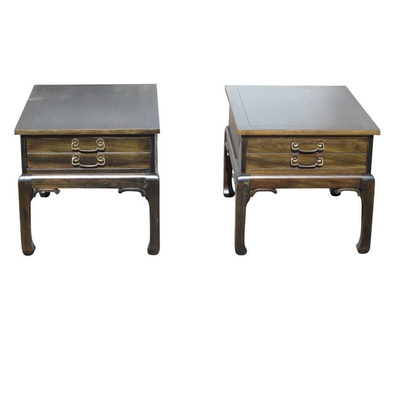 Pair of Asian Style Wood Nightstands For Sale at 1stDibs