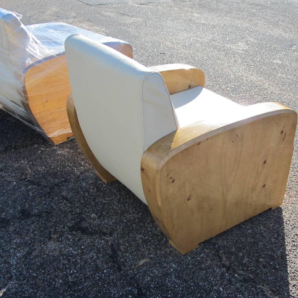 Pair of Burled Maple Art Deco Style Lounge Chairs In Good Condition In Pasadena, TX
