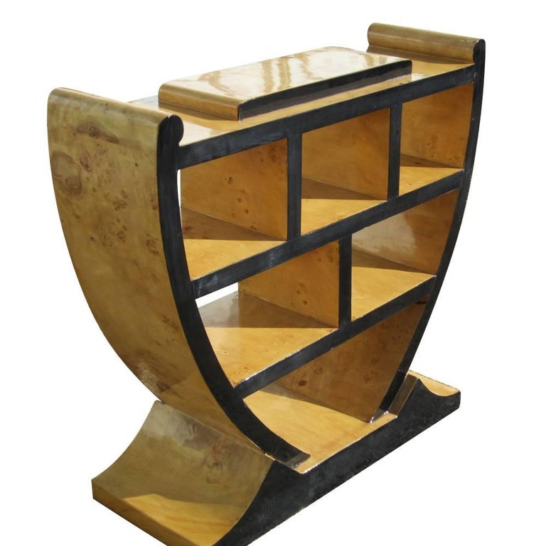 Art Deco Style ThreeTier Maple Burl Shelf at 1stDibs